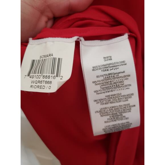 BCBGMAXAZRIA Womens Dress Size 0 Rio Red Cocktail Knee Length One Shoulder - Picture 16 of 16